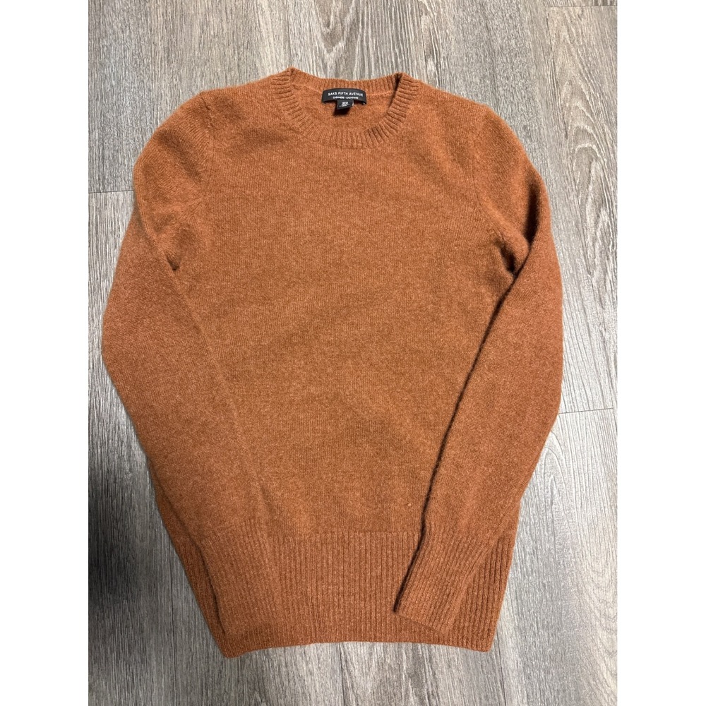 Saks Fifth Avenue Cashmere Crewneck Sweater XS brown Knit